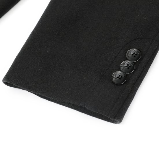 Herren Winter Wollmantel Knielang Slim Fit Umlegekragen Business M?ntel Schwarz - Image 5