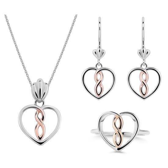 Orphelia 'Delilah' Damen-Set aus 925er Sterlingsilber: Halskette + Ohrringe + Ring – Silber/Rosé SET-7475 - Image 1