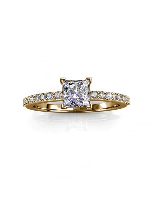 Einfacher quadratischer Ring - Gold und Kristall - Image 4