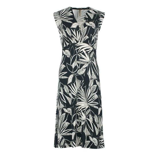 Monochrome Botanical Jersey Midi Dress