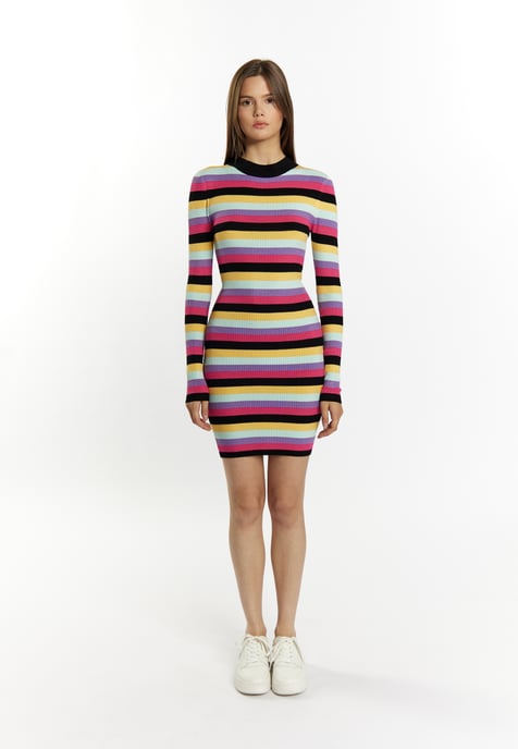 Mymo Strickkleid Damen Schwarz Mehrfarbig - Image 2