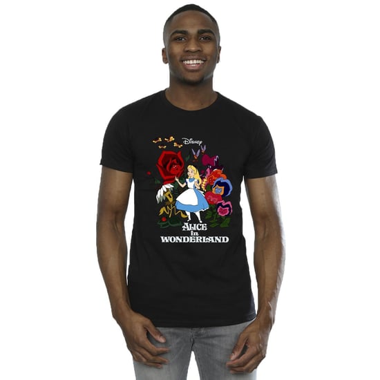 Disney Mens Alice In Wonderland Flowers T-Shirt (Black)