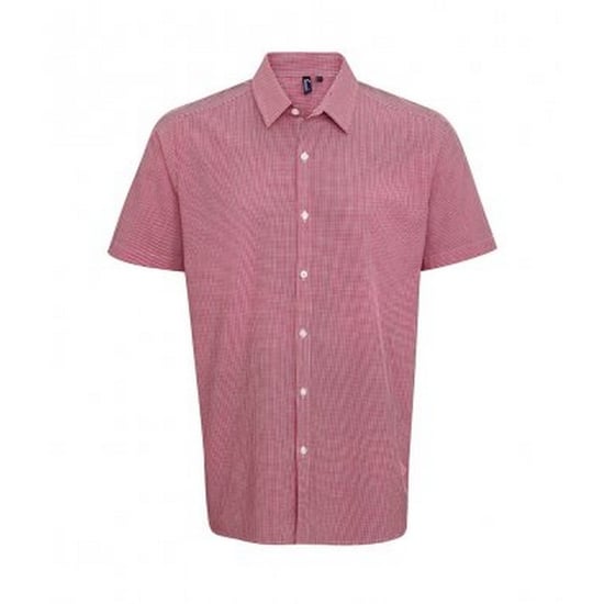 Premier Mens Gingham Short Sleeve Shirt (Rot/Weiß) - Image 1