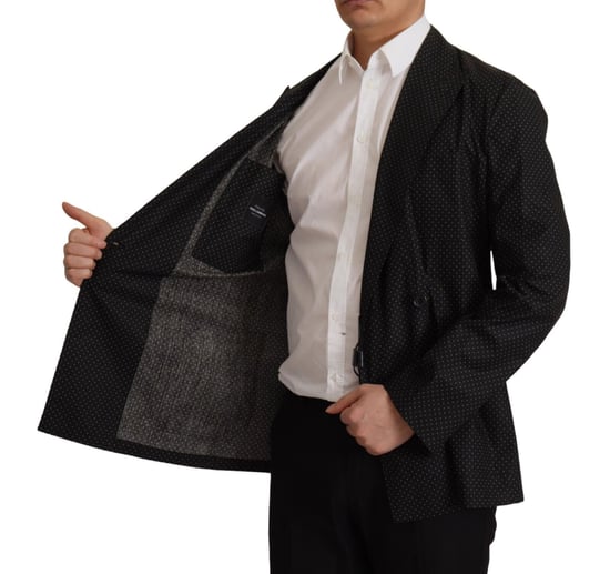Dolce & Gabbana Schwarzer gepunkteter Baumwoll-Blazer Herrenjacke - Image 5