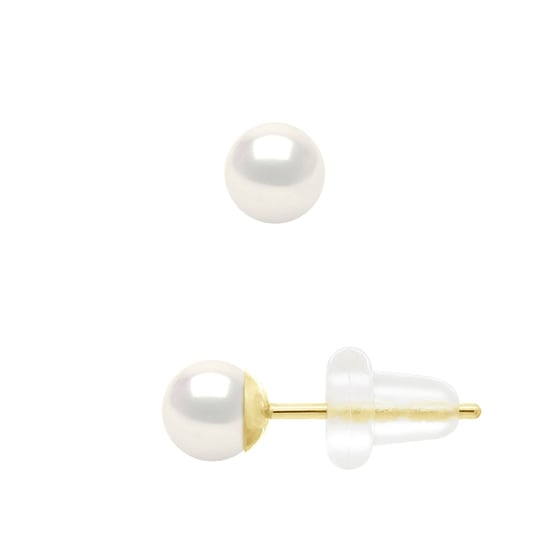 Ohrringe Gelbgold 750 - Echte Süßwasser-Zuchtperlen rund 4-5 mm - Image 1