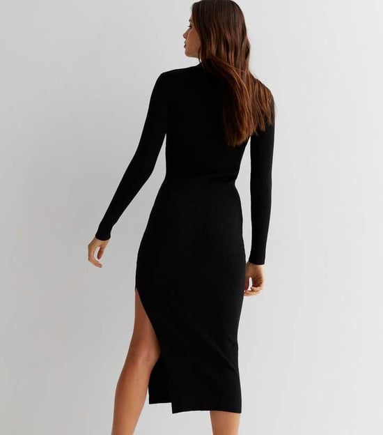 Bodycon Midikleid aus Rippenstrick mit hohem Ausschnitt - Image 4