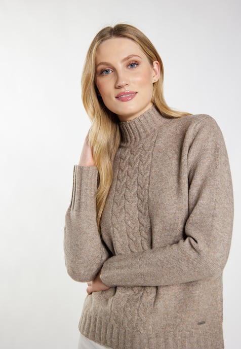 Dreimaster Strickpullover Damen Schlamm Melange - Image 5
