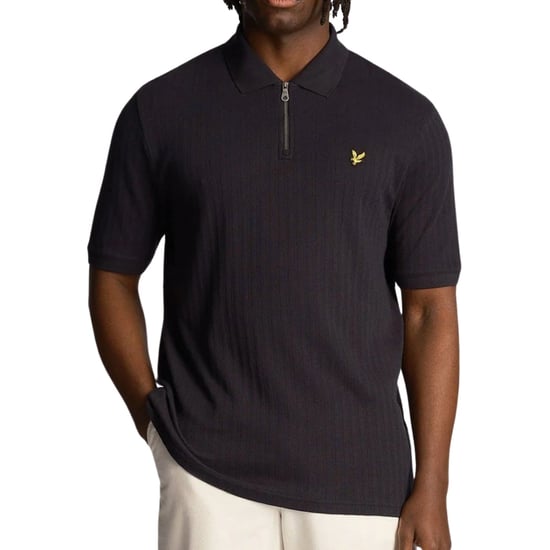 Lyle & Scott Poloshirt mit strukturierten Streifen in Dunkelblau - Image 1