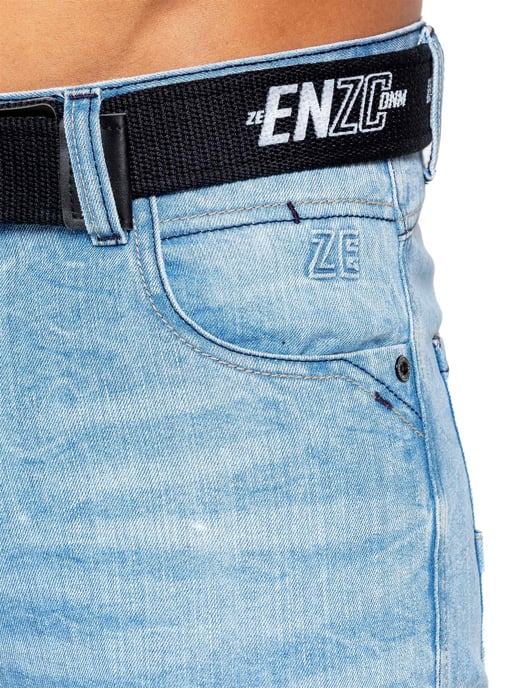 Enzo Herren Denim Straight Fit Jeans - Hellblau - Image 5