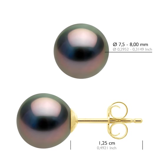 Ohrringe Gelbgold 375 - echte Tahiti-Zuchtperlen halbrund 7,5-8 mm - Image 2