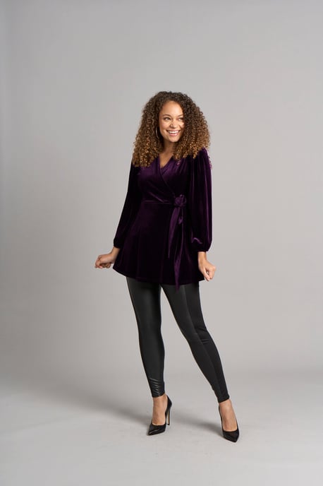 Leila Velvet Wrap Top - Plum