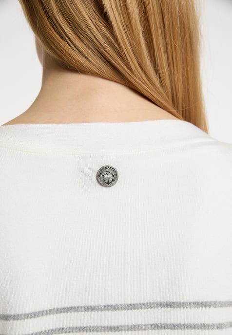 Dreimaster Cardigan Damen Wollweiss Grau Melange - Image 5