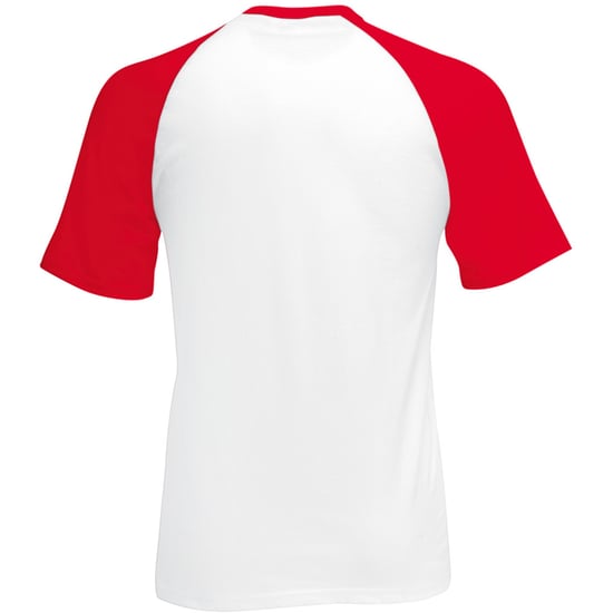 Fruit Of The Loom Herren Kurzarm Baseball T-Shirt (Weiß/Rot) - Image 2