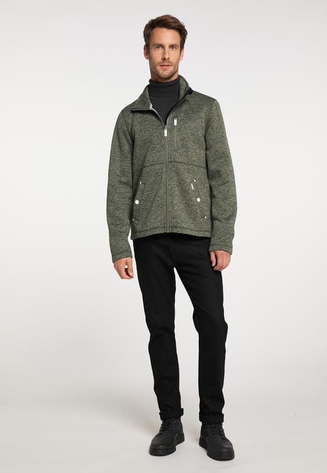ICEBOUND Serie yuka Strickfleecejacke Herren Oliv Melange - Image 4