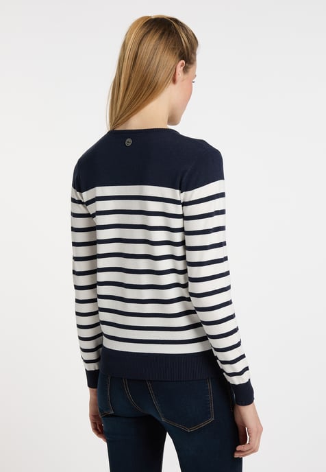 Dreimaster Strickpullover Damen Marine Wollweiss - Image 3