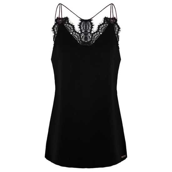 Armani Exchange Trimmed Silk Womens Black Top