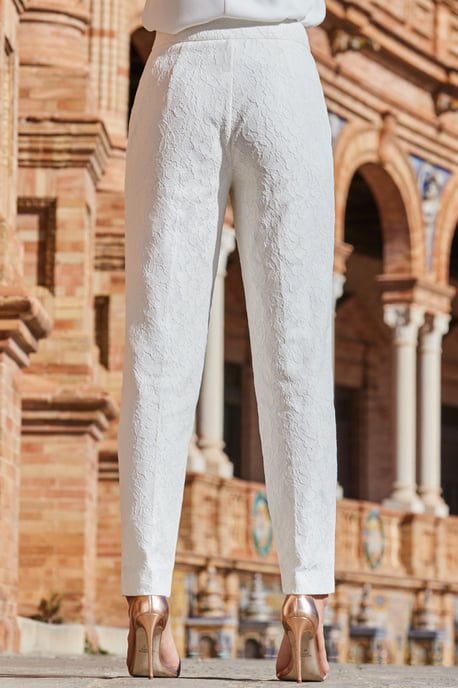 Ivory Premium Lace Detail Tuxedo Trousers