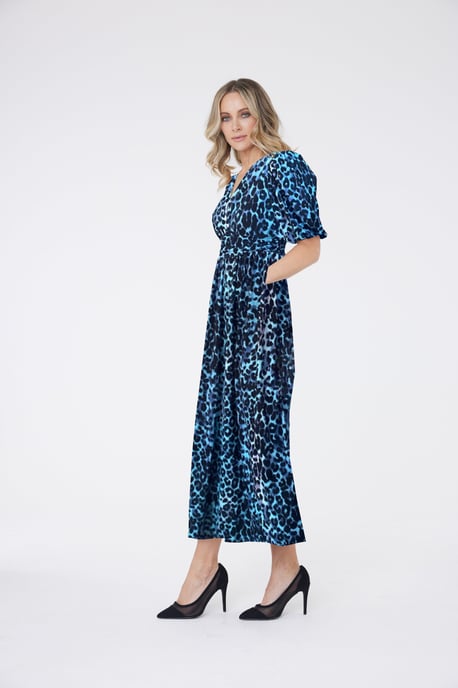 Evelyn Kleid Animal Print Blau - Image 2