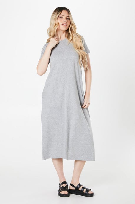 Petite Stripe Trapeze Midi T- Shirt Dress