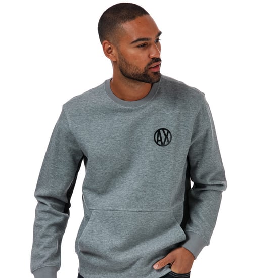 Men's Armani Exchange Placed Print Colourblock Sweatshirt in Grey
