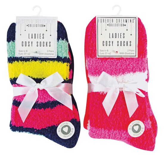 4 Paar Damen Bettsocken mit Grips| Thermische Anti-Rutsch-Pantoffeln - Stripe 1 - Image 2