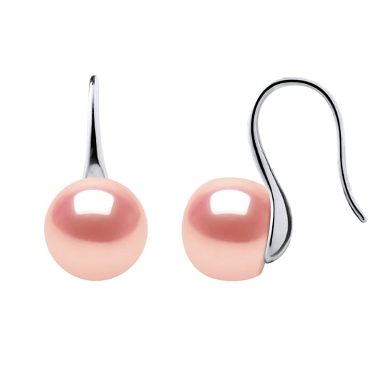 Earrings Hooks Freshwater Pearls 9-10 mm Buttons Roses 925