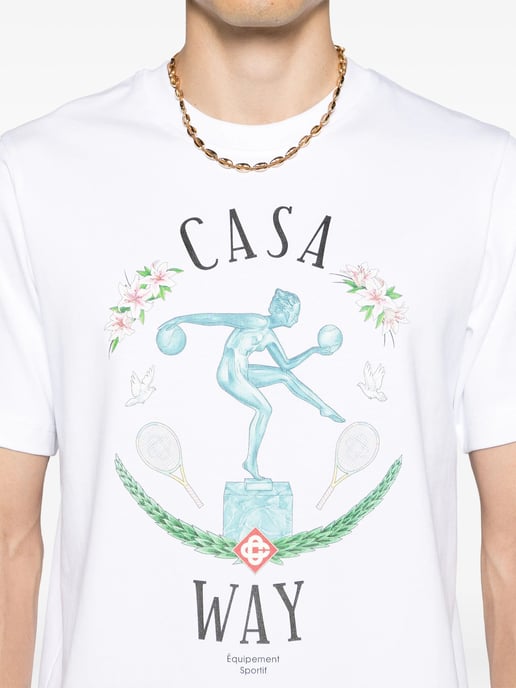 Casablanca Statue En Marbe Bedrucktes T-Shirt in Weiß - Image 2
