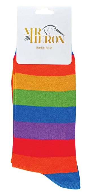 Herr Heron - Herren Bambus Socken | Neuheit Funky Socken | Gemusterte Argyle gestreiften Socken | Atmungsaktiv weich | Geschenke für ihn - Regenbogen Streifen - Image 2