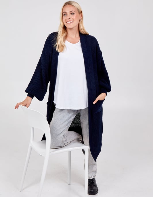 Cardigan à double poche en ligne longue - Image 2