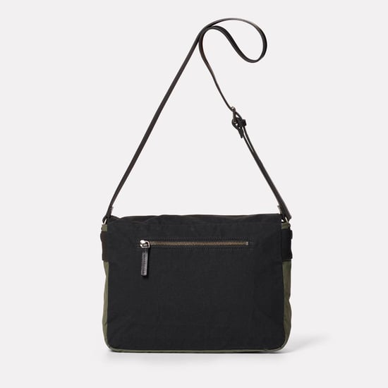 Jeremy Small Waxed Cotton Satchel in Black and Olive