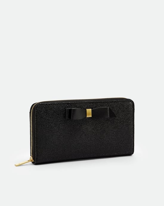 Ted Baker Aine Bow Leather Matinee Purse in Black