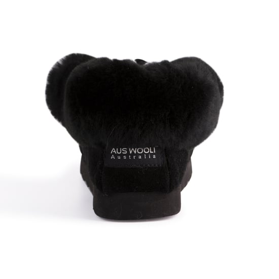 Aus Wooli "Waterloo" Australia Hand Stitched Womens Sheepskin Moccasin, Black