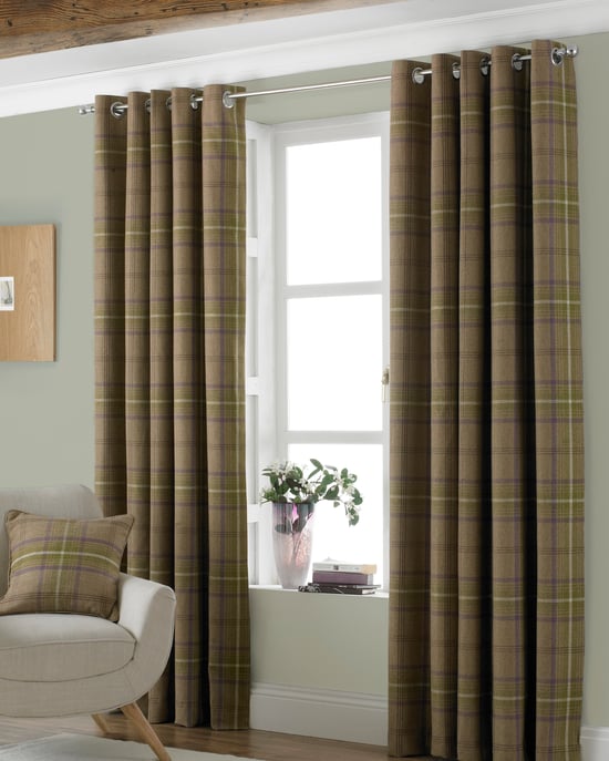Aviemore Wool Effect Eyelet Curtains in Thistle