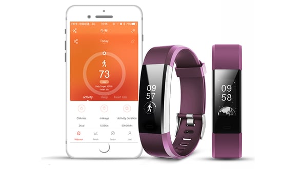 Aquarius Heart Rate Monitoring Fitness Tracker AQ125HR - Purple