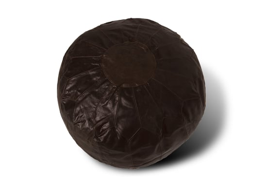Woodland Leather Black Morrocon Style Pouffe 17.5" Diam - Image 1