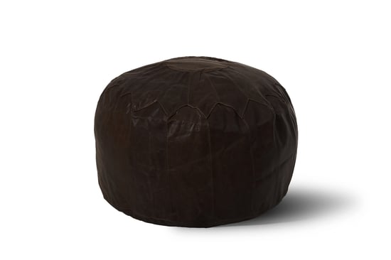 Woodland Leather Black Morrocon Style Pouffe 17.5" Diam - Image 2
