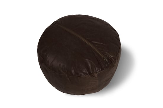 Woodland Leather Black Morrocon Style Pouffe 17.5" Diam - Image 3