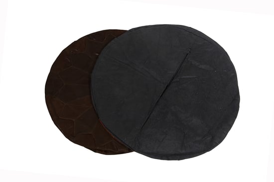 Woodland Leather Black Morrocon Style Pouffe 17.5" Diam - Image 4