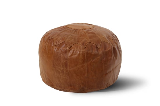 Woodland Leather Tan Morrocon Style Pouffe 17.5" Diam - Image 1