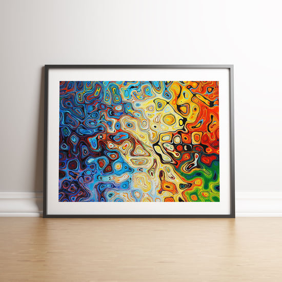 Abstract Coloured Reflection - Black frame