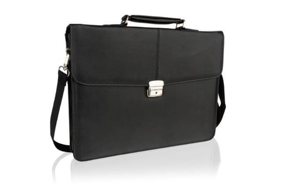 Woodland Leather Plain Black Folio 13.5" Top Handle Adjustable Removeable Shoulder Strap