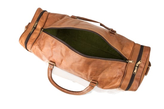 Woodland Leather 23" Tan Vintage Multi Pocket Holdall Adjustable Shoulder Strap