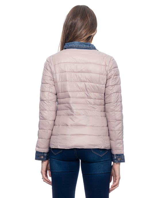 Short Anorak With Denim Neck Cuffs And Finishings - Image 2