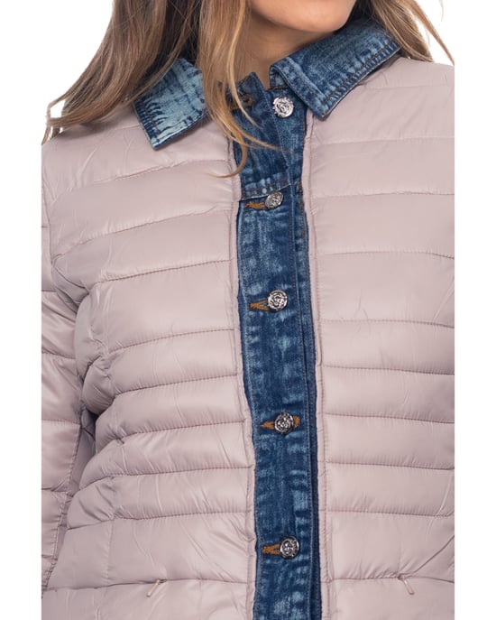 Short Anorak With Denim Neck Cuffs And Finishings - Image 3