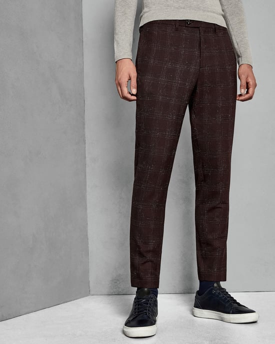 Pantalon à carreaux rouge foncé en tissu bouclé Ddartro par Ted Baker - Image 1