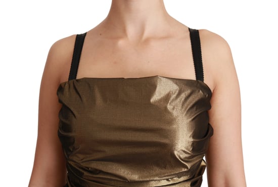 Dolce & Gabbana - Mini robe fourreau en nylon bronze pour femme - Image 5