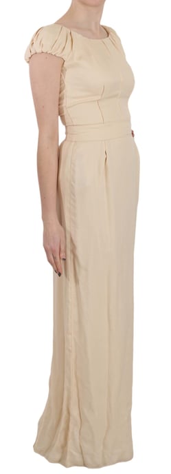 Dolce & Gabbana - Robe à manches courtes en soie beige pour femmes - Image 2