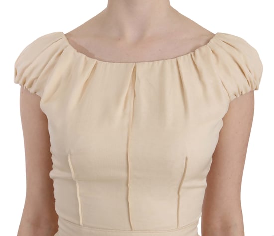 Dolce & Gabbana - Robe à manches courtes en soie beige pour femmes - Image 5