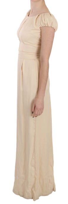 Dolce & Gabbana - Robe à manches courtes en soie beige pour femmes - Image 4