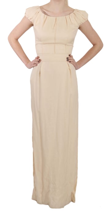Dolce & Gabbana - Robe à manches courtes en soie beige pour femmes - Image 1